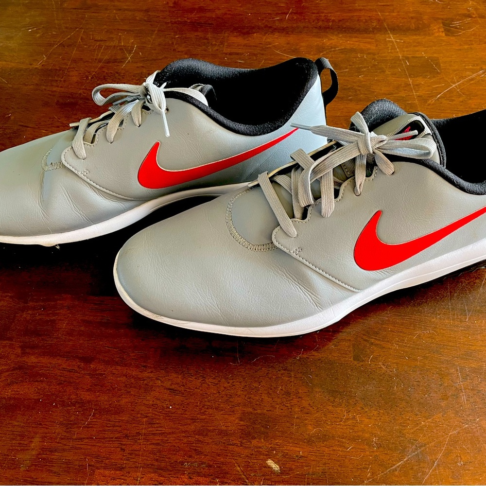 Mens Nike Roshe G Tour Golf Shoes Particle Grey University Red